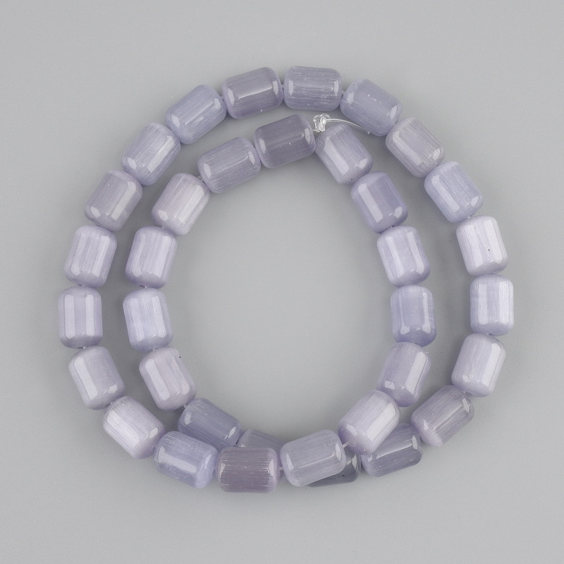 Koraliki szare Kocie oko cylindryczne, średnica 11×8 mm, długość 38 cm na żyłce