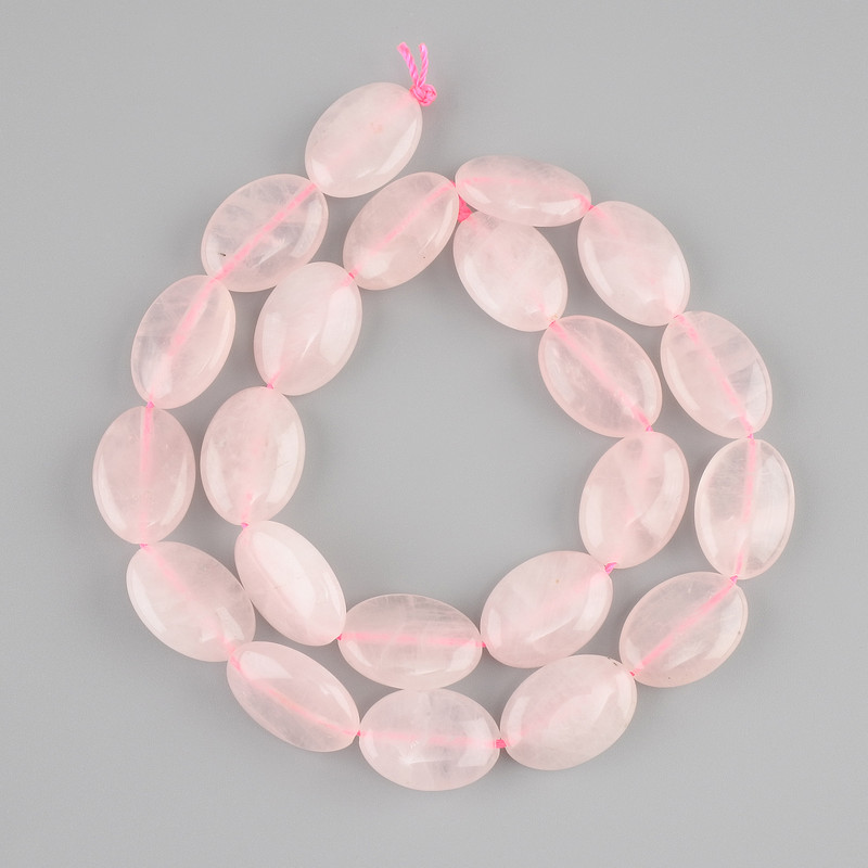 Koraliki różowego kwarcu owalne, średnica 18×13 mm, długość 39 cm