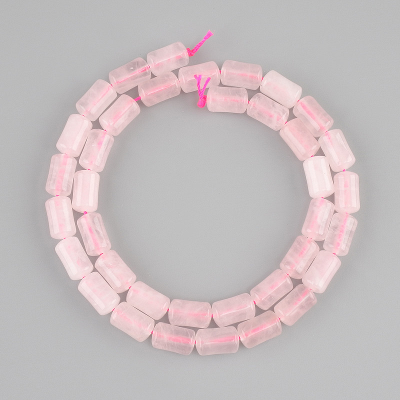 Koraliki różowego kwarcu cylindryczne, średnica 10×6 mm, długość około 38 cm