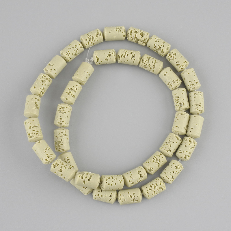 Koraliki z lawy wulkanicznej cylindryczne, średnica 10×6 mm, na żyłce, długość 38 cm+