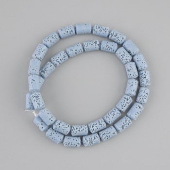 Koraliki cylindryczne z błękitnej lawy wulkanicznej, średnica 10×6 mm ± na nitce, długość 38 cm+