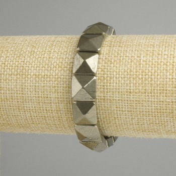 Bransoletka z fasetowanego pirytu, kwadrat 12×12 mm, długość 18 cm, elastyczna