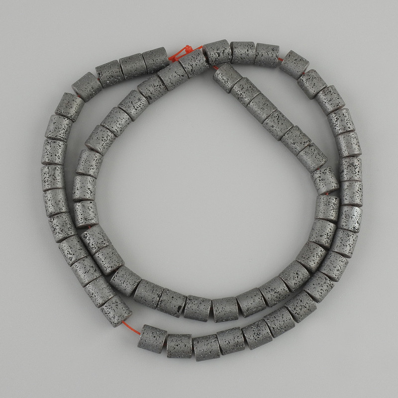Koraliki z porowatego hematytu, cylindryczne 6×6 mm, długość około 40 cm, na żyłce