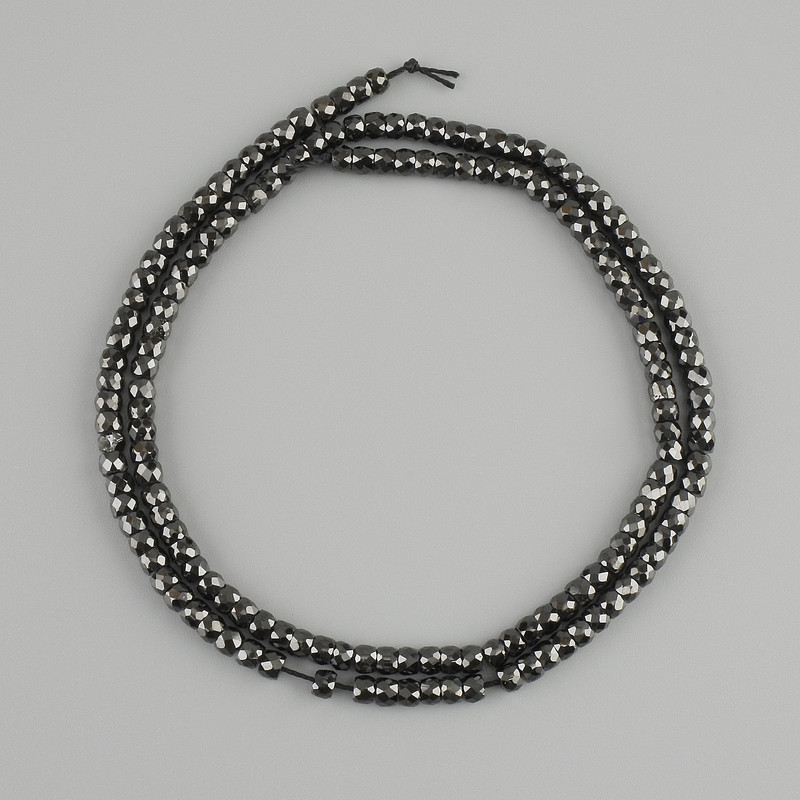 Koraliki hematitu fasetowanego w kształcie rondla, średnica 3×2 mm, długość 38 cm ±