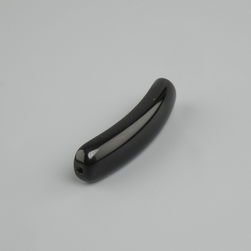 Koralik-wstawka z czarnego agatu, wygięte ogniwo z otworami 36×8, 5×5 mm+