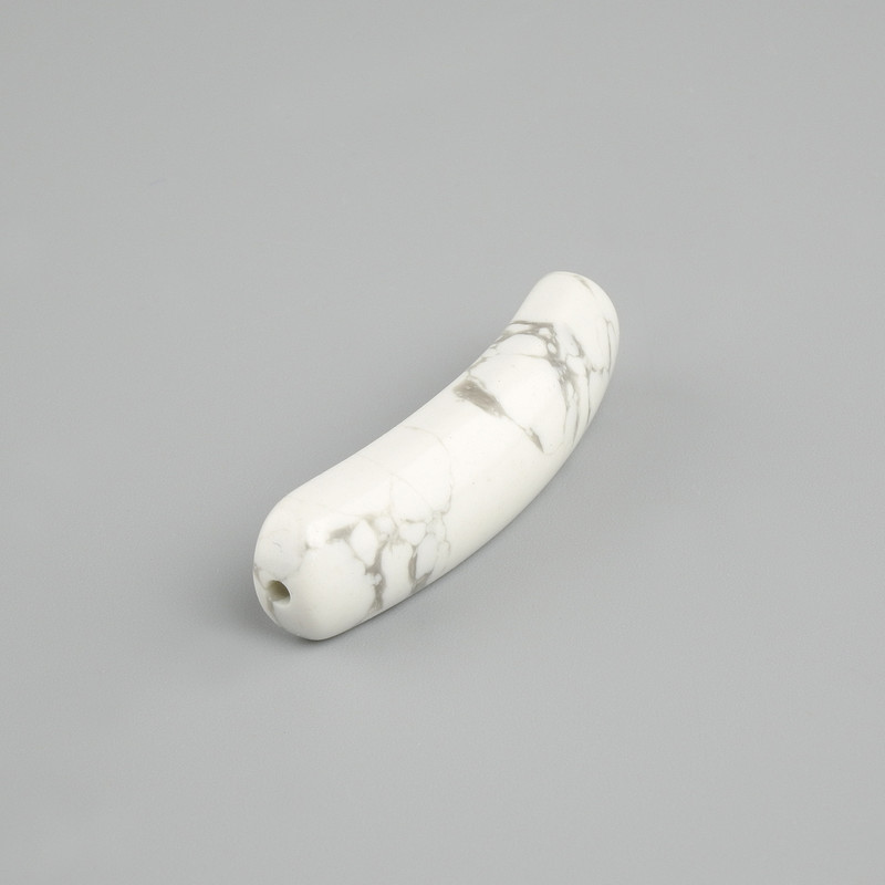 Koralik-wstawka z chalcedonu, wygięty łącznik z otworami 36×10×6 mm+