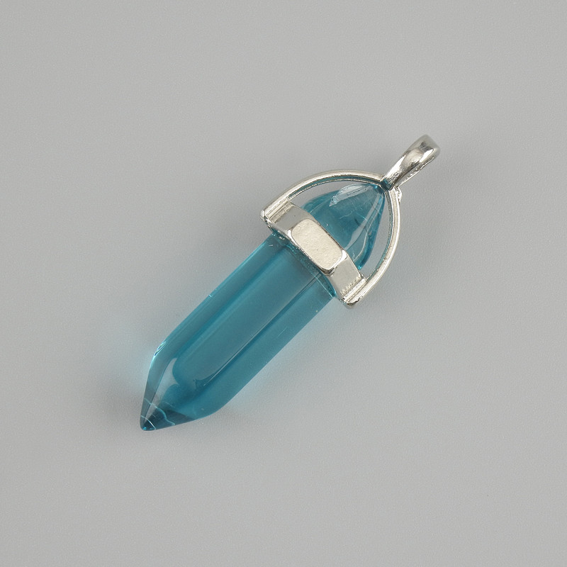 Wisiorek ze szkła w kształcie sześciokątnego kryształu, wielobarwny, 8×31×41 mm+