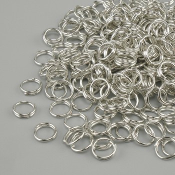 Kółko sprężynowe zapinane, średnica 6 mm, metal srebrzysty, opakowanie 20 g