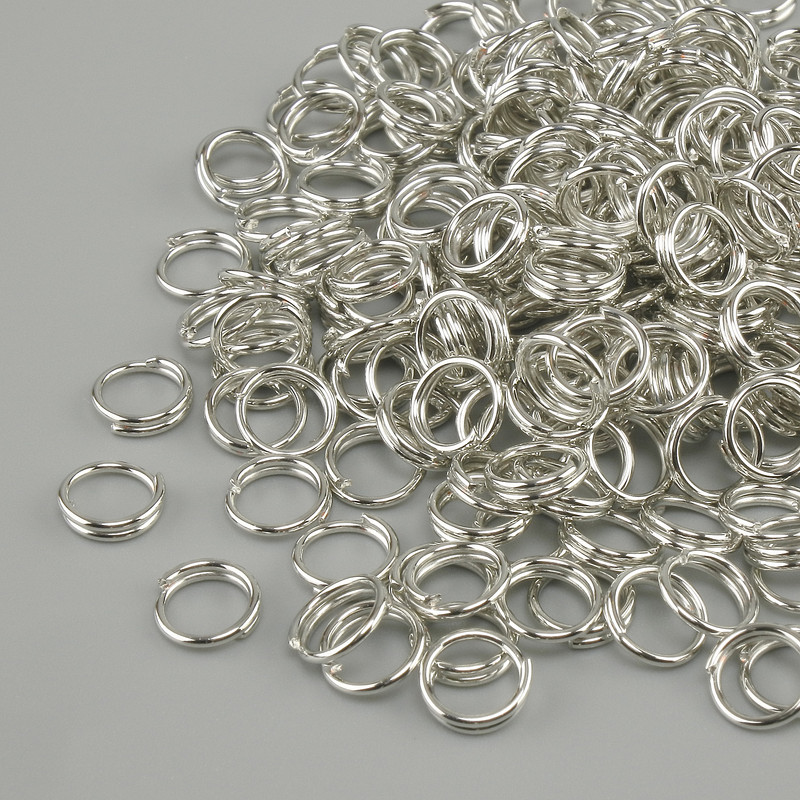Kółko sprężynowe zapinane, średnica 6 mm, metal srebrzysty, opakowanie 20 g