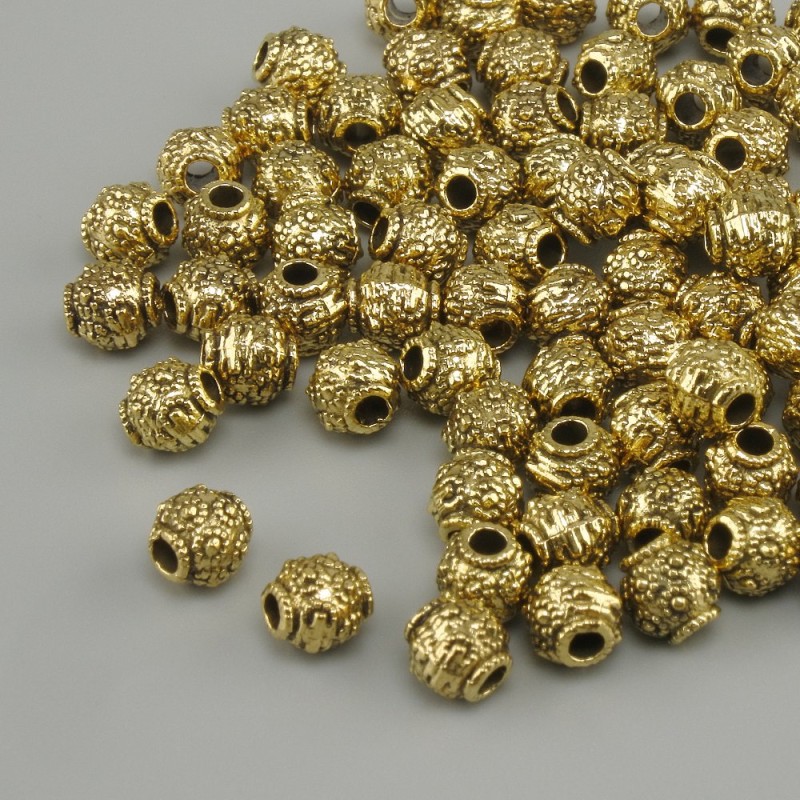 Koralik-wkładka kolor metalu: złoto żółte, średnica 4×4 mm ±, otwór 1,8 mm ±, opakowanie 20 g (~80 szt.)
