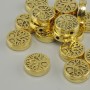 Koralik-wstawka z motywem «Drzewo życia» w kolorze żółtego złota, średnica koralika 9 mm ±, otwór 1,4 mm ±, opakowanie 20 g (~18 szt.)