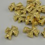Koralik-wkładka w kształcie krzyża, kolor metalu: żółte złoto, średnica 13×11 mm ± otwór 2,3 mm ± opakowanie 20 g (~14 szt.)