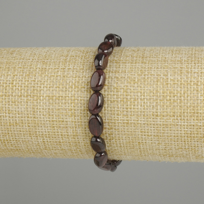 Bransoletka z granatu galetowa, średnica 10×6 mm, 5 mm ±, długość 18 cm ±, elastyczna