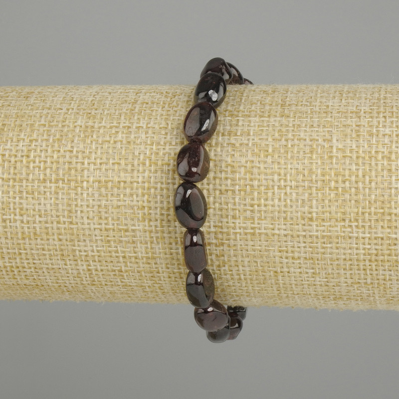 Bransoletka z granatu fasetowanego, średnica 10-11×7-7 mm, 5 mm ±, długość 18 cm ± elastyczna
