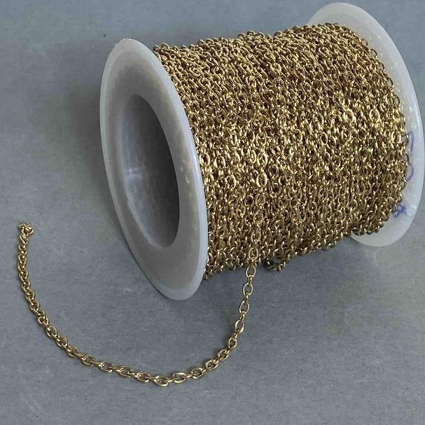 Furnitura jubilerska – łańcuszek na bobinie do biżuterii, grubość 2,4 mm, długość 18 m, metal złoty