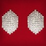 ( 22x22 mm ) Kolczyki damskie białe cyrkonie jasny metal ślubne wieczorowe sztyfty ( wkrętki ) klasyczne średnie