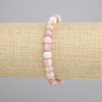 Bransoletka Kwarc różowy fasetowana kostka, średnica 6x6mm+-, długość 18cm+- stretch