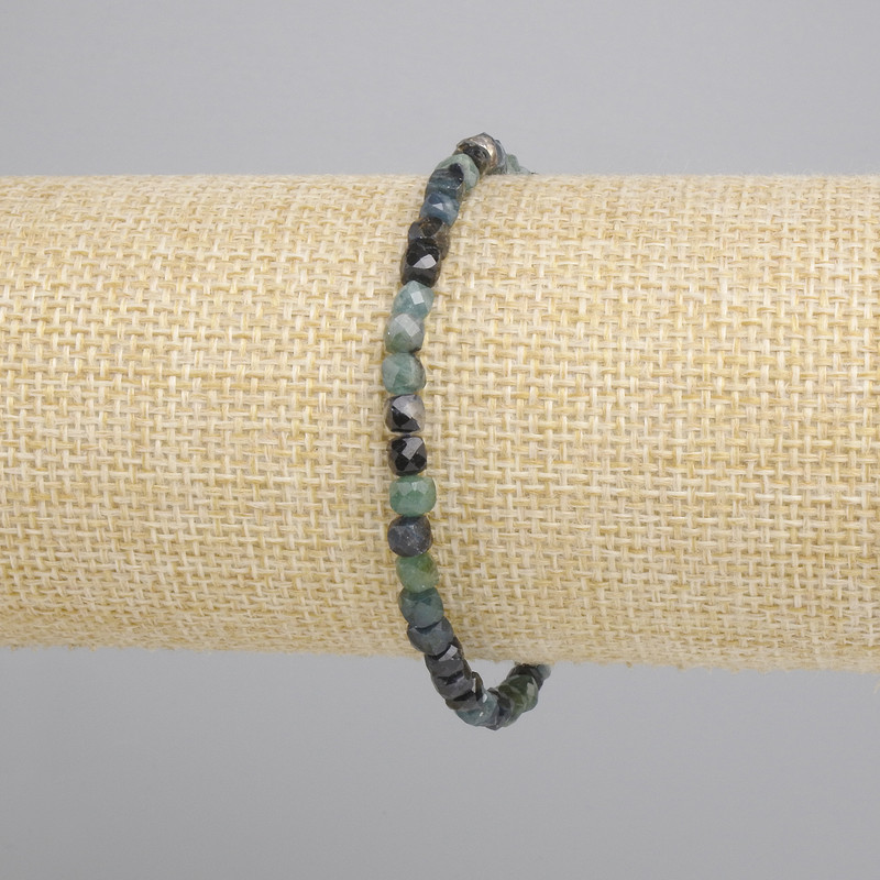 Bransoletka Turmalin Indygolit fasetowana kostka, średnica 4x4mm+-, długość 18cm+- stretch