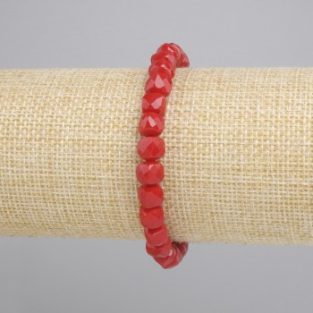 Bransoletka Koral fasetowana kostka, średnica 6x6mm+-, długość 18cm+- stretch