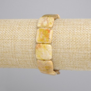Bransoletka skamieniały Koral kwadrat, średnica 15mm+-, długość 18cm+- stretch