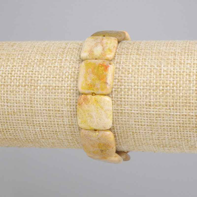 Bransoletka skamieniały Koral kwadrat, średnica 15mm+-, długość 18cm+- stretch