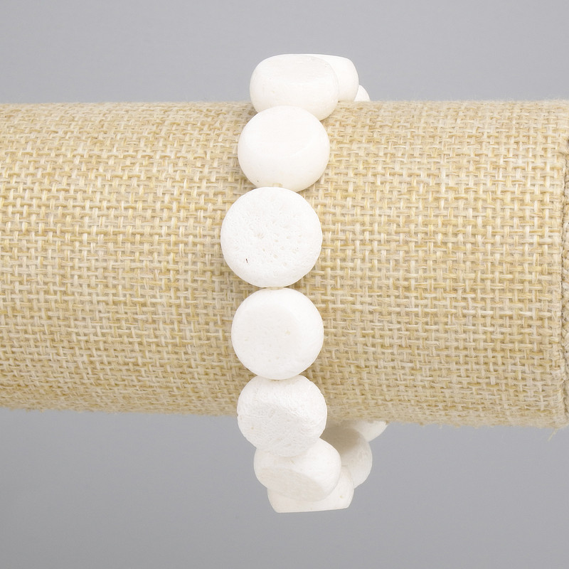 Bransoletka gąbczasty Koral monetka, średnica 14mm+-, długość 18cm+- stretch