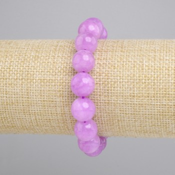 Bransoletka Lawendowy Ametyst gładka kulka, średnica 12mm+-, długość 18cm+- stretch