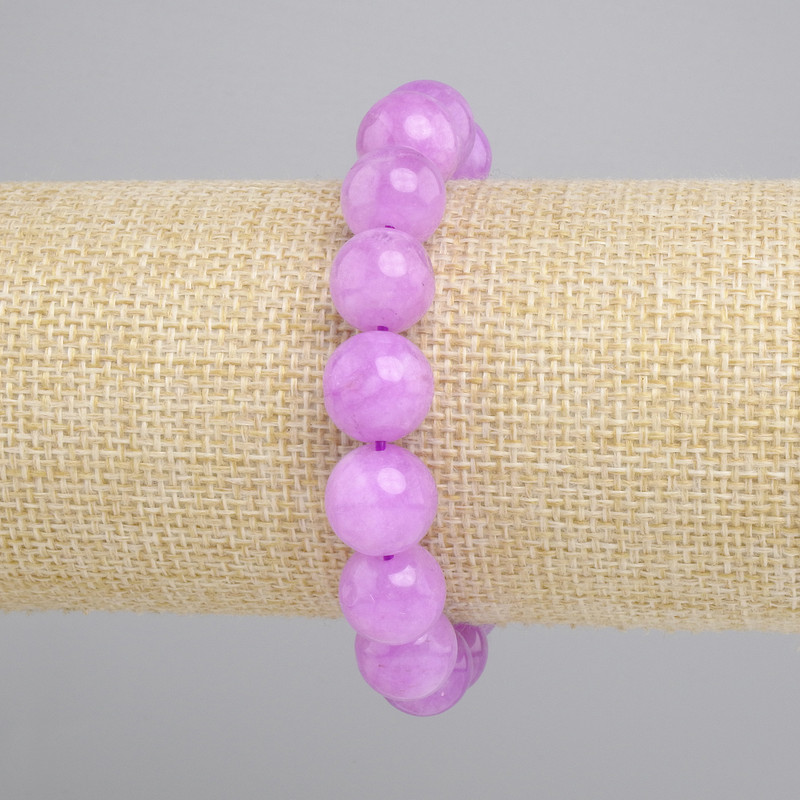 Bransoletka Lawendowy Ametyst gładka kulka, średnica 12mm+-, długość 18cm+- stretch