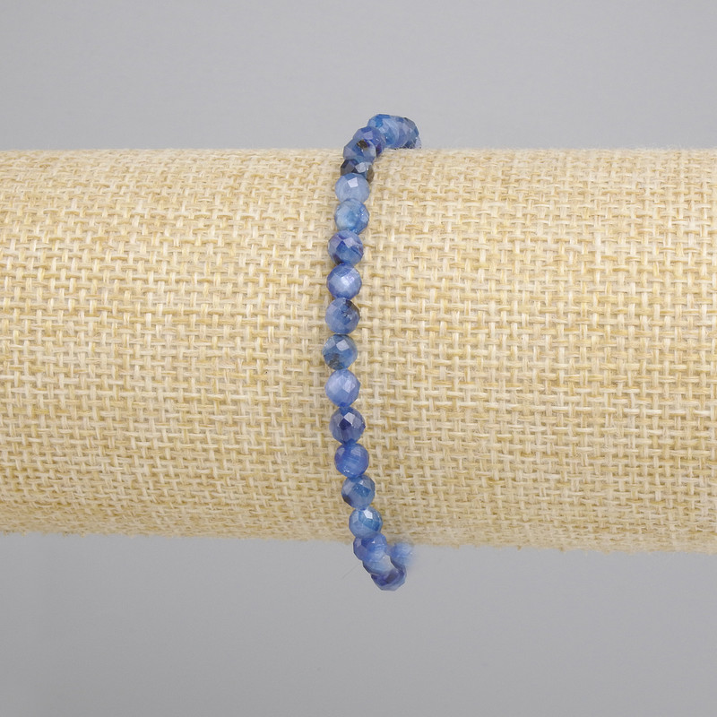 Bransoletka Cyjanit fasetowana kulka, średnica 4mm+-, długość 18cm+- stretch