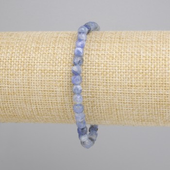 Bransoletka Cyjanit fasetowana kostka, średnica 5x5mm+-, długość 18cm+- stretch