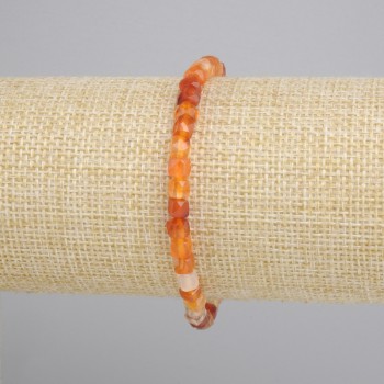 Bransoletka Karneol fasetowana kostka, średnica 5x5mm+-, długość 18cm+- stretch