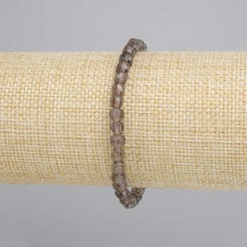 Bransoletka z fasetowanego topazu dymnego w kostkach, wymiary 5×5 mm, długość 18 cm, na elastycznej gumce