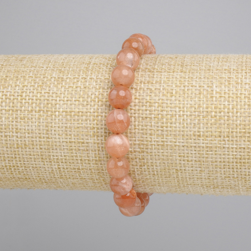 Bransoletka Kamień słoneczny Selenit gładka kulka, średnica 8mm+-, długość 18cm+- stretch