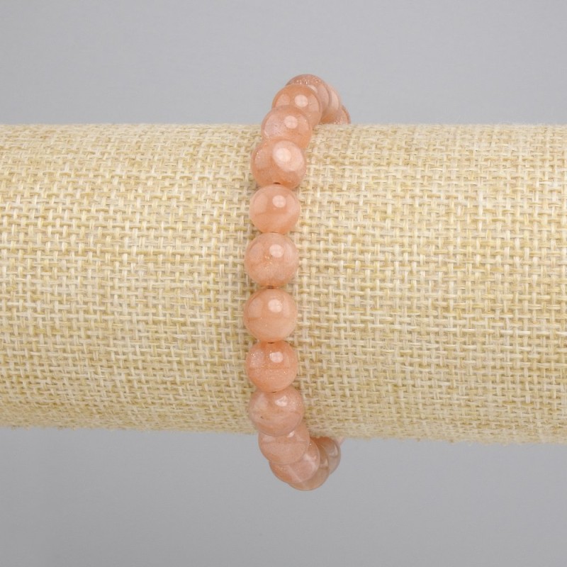Bransoletka Kamień słoneczny Selenit gładka kulka, średnica 8,5mm+-, długość 18cm+- stretch