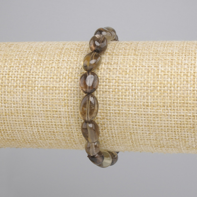 Bransoletka z topazu dymnego, fasetowany koralik, średnica 9-12×7, 5-8, 5 mm±, długość 18 cm±, elastyczna