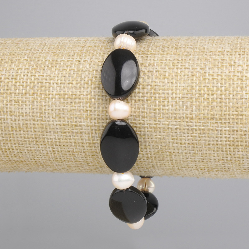 Bransoletka Agat owal 20x14mm+- Perły rzeczne, średnica 7-8x6-7mm+-, długość 18cm+- stretch
