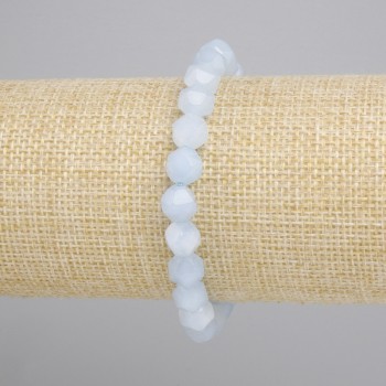 Bransoletka Akwamaryn wielościany, średnica 8x7mm+-, długość 18cm+- stretch