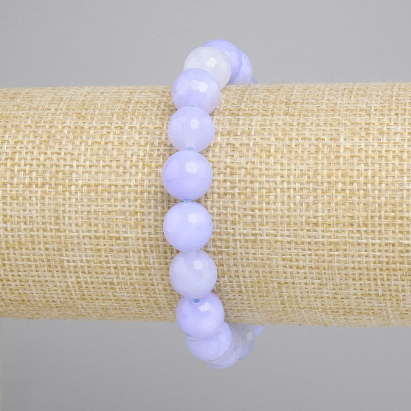 Bransoletka Agat fasetowana kulka, średnica 10mm+-, długość 18cm+- stretch