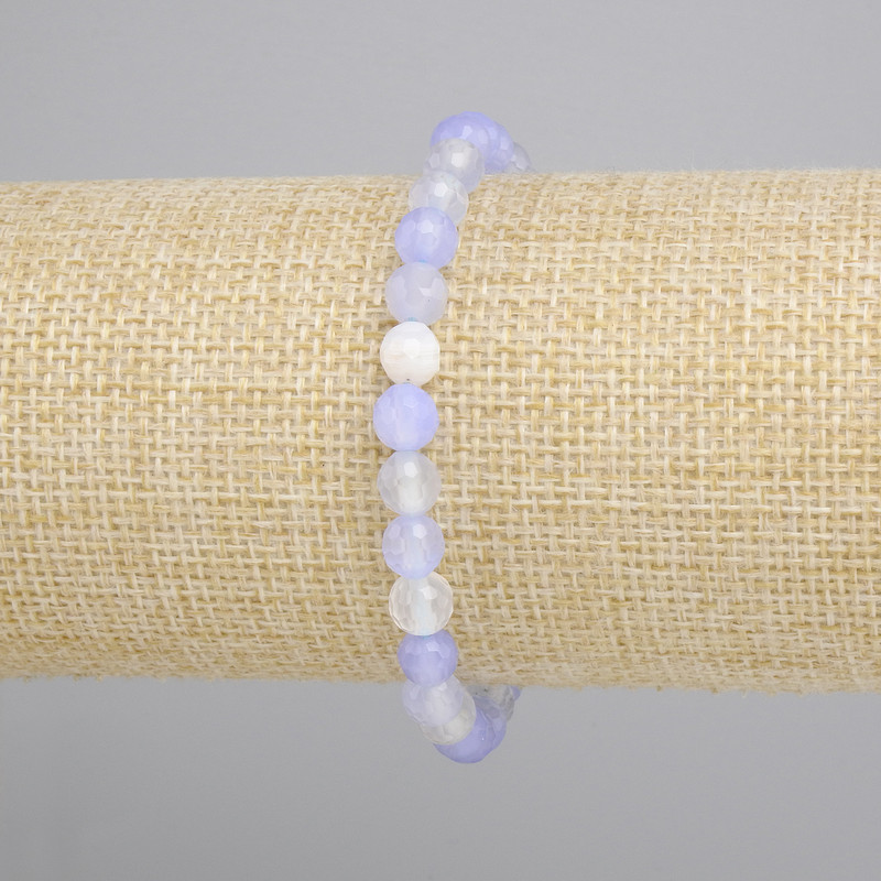 Bransoletka Agat fasetowana kulka, średnica 6mm+-, długość 18cm+- stretch