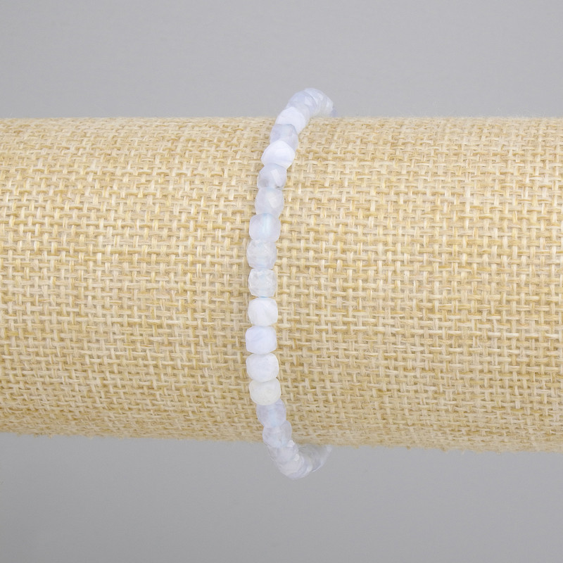 Bransoletka Agat fasetowana kostka, średnica 5mm+-, długość 18cm+- stretch