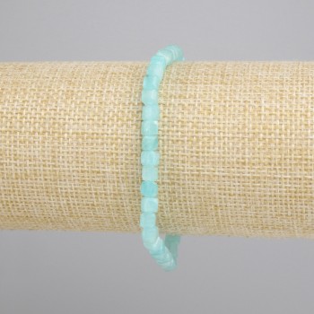 Bransoletka Amazonit fasetowana kostka, średnica 4x4mm+-, długość 18cm+- stretch
