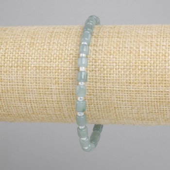 Bransoletka Jadeit walec, średnica 5x5mm+- koralik 3mm+-, długość 18cm+- stretch