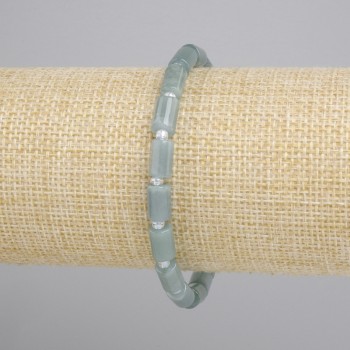 Bransoletka Jadeit walec, średnica 8x5mm+- koralik 3mm+-, długość 18cm+- stretch