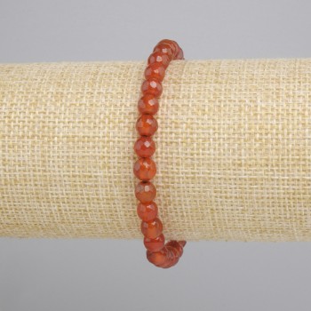Bransoletka Karneol fasetowana kulka, średnica 6mm+-, długość 18cm+- stretch