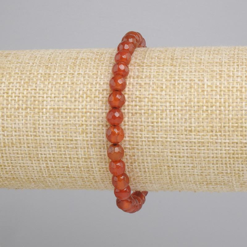 Bransoletka Karneol fasetowana kulka, średnica 6mm+-, długość 18cm+- stretch