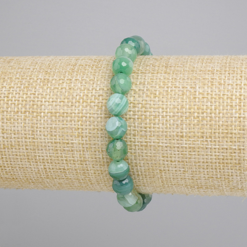 Bransoletka Agat fasetowana kulka, średnica 8mm+-, długość 18cm+- stretch