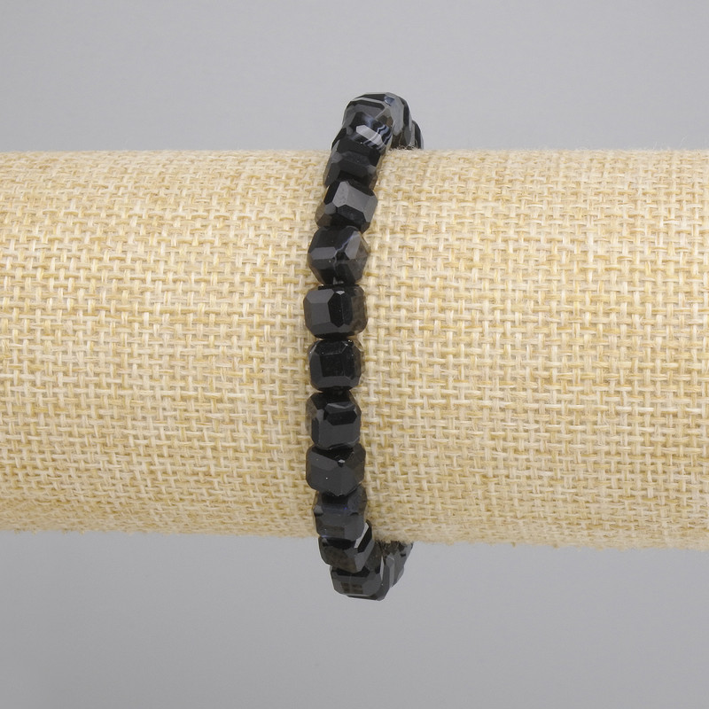 Bransoletka Agat fasetowana kostka, średnica 6x6mm+-, długość 18cm+- stretch