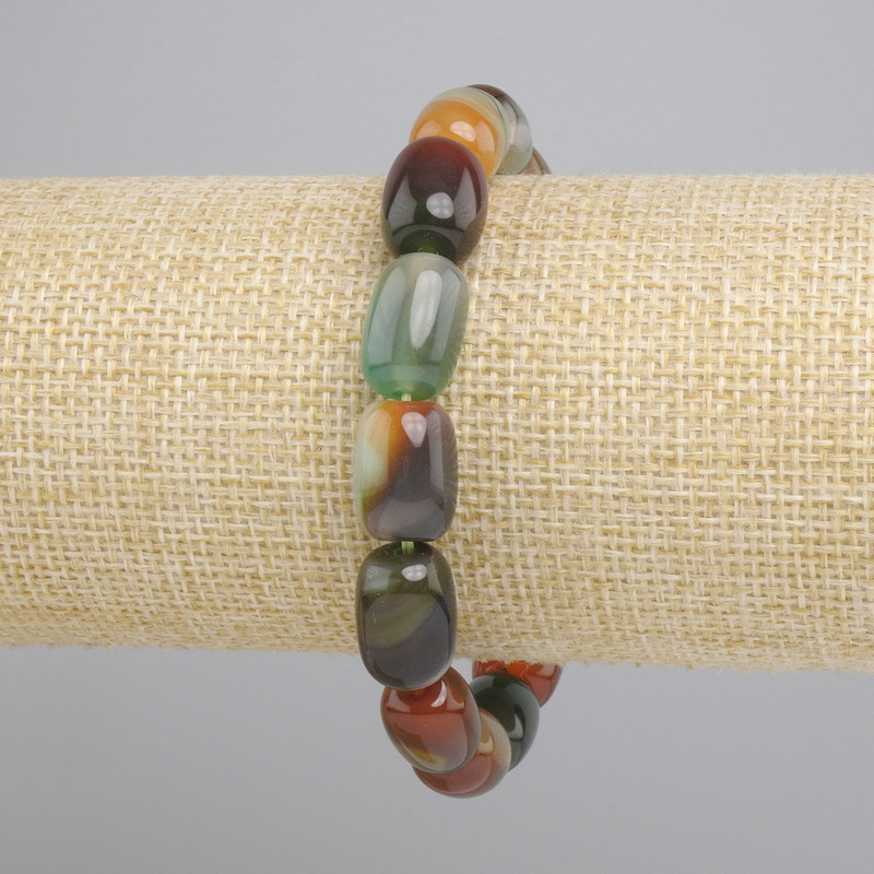 Bransoletka Agat baryłka, średnica 14x10mm+-, długość 18cm+- stretch