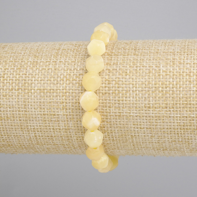 Bransoletka żółty Agat wielościan, średnica 8x8mm+-, długość 18cm+- stretch