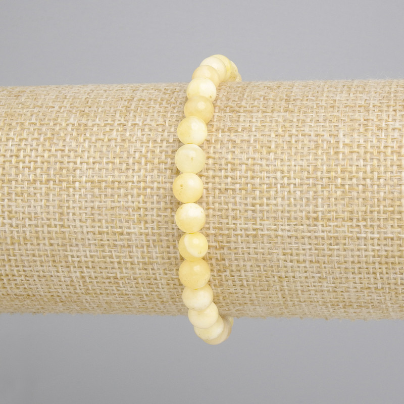 Bransoletka żółty Agat gładka kulka, średnica 6mm+-, długość 18cm+- stretch